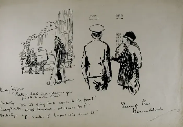 Framed Print : Discussion about a patient - WWI humour Framed Print : Discussion about a patient - WWI humour