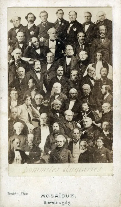 Framed Print : Disderi Portrait Mosaic of English Luminaries of the 1860s Framed Print : Disderi Portrait Mosaic of English Luminaries of the 1860s