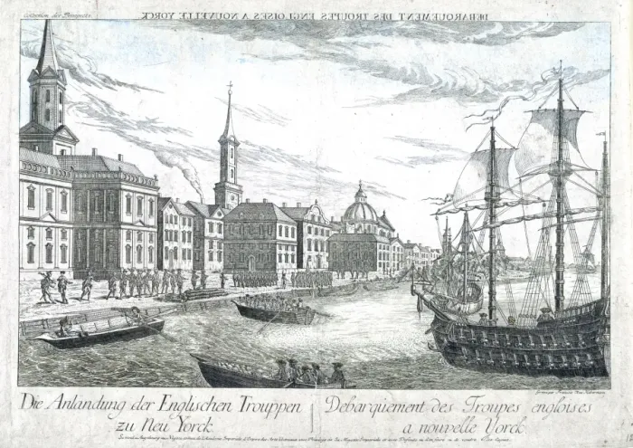 Framed Print : The disembarkation of British troops at New York Framed Print : The disembarkation of British troops at New York