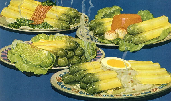 Dishes of asparagus