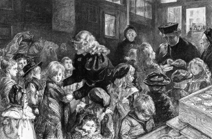 Framed Print : Dispensing the winter charities of the parish Framed Print : Dispensing the winter charities of the parish