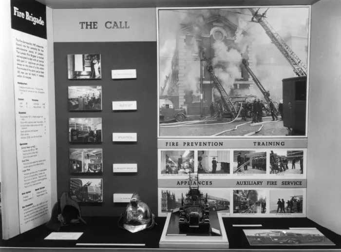 Framed Print : Display of exhibits about the London Fire Brigade Framed Print : Display of exhibits about the London Fire Brigade