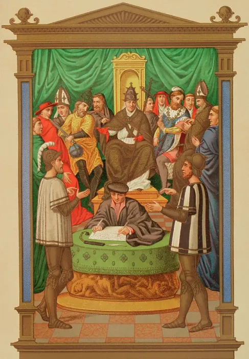 Framed Print : Dispute between two knights about the Immaculate Framed Print : Dispute between two knights about the Immaculate