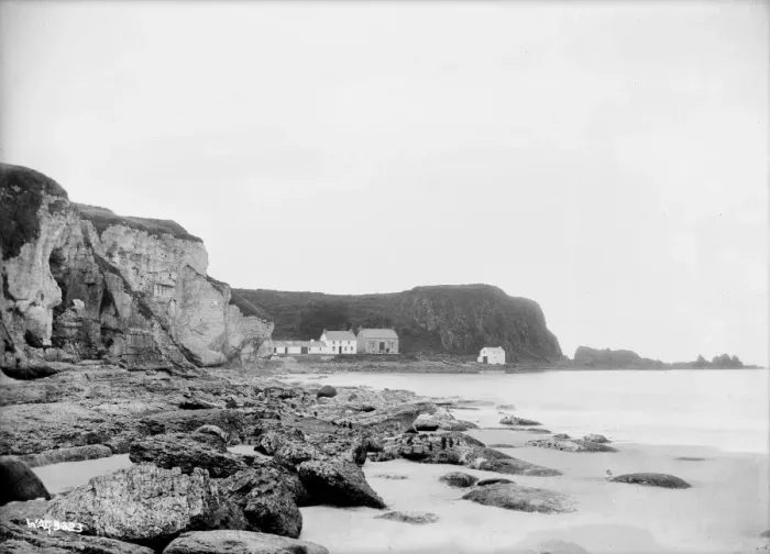 Framed Print : Distant view of Portbraddon from along the coastline Framed Print : Distant view of Portbraddon from along the coastline