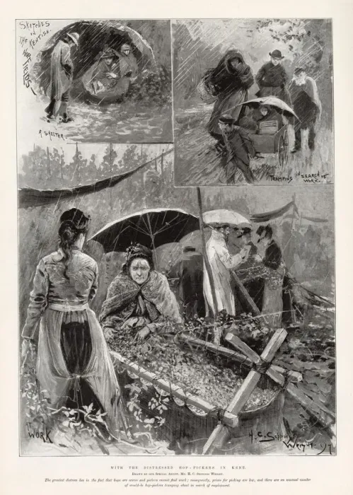 Framed Print : With the distressed hop pickers in Kent Framed Print : With the distressed hop pickers in Kent