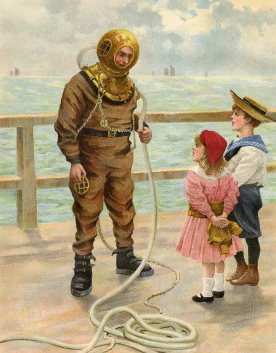 Framed Print : Diver and Children Framed Print : Diver and Children