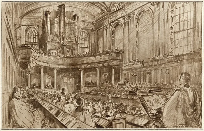 Framed Print : Divine service in the college chapel at Trinity College, Dublin Framed Print : Divine service in the college chapel at Trinity College, Dublin