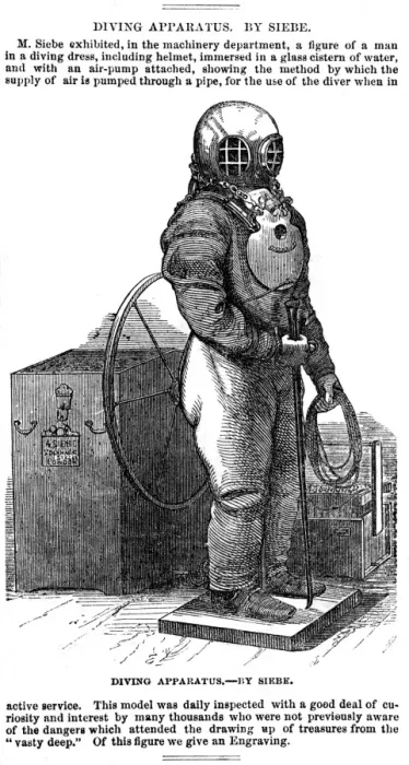 Framed Print : Diving apparatus by Siebe at the Great Exhibition Framed Print : Diving apparatus by Siebe at the Great Exhibition