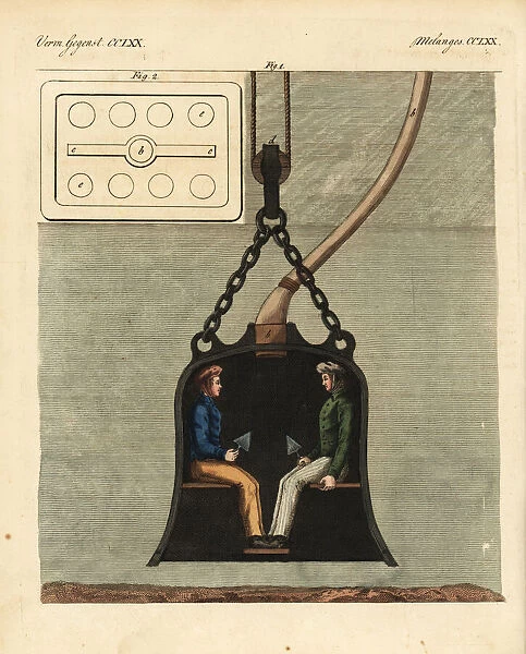 Diving bell with two divers on board