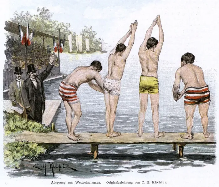Framed Print : DIVING AT RACE START