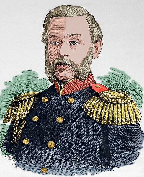 Dmitry Milyutin (1816-1912). Colored engraving