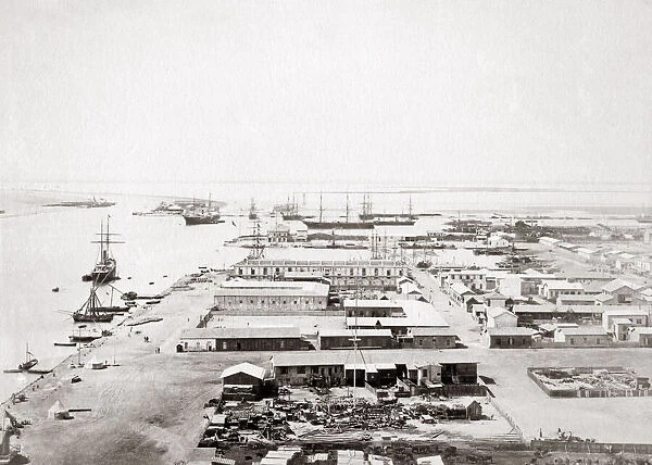 Docks at Port Said, Suez Canal, Egypt, c.1870 s available as Framed ...