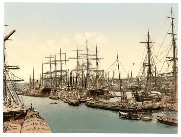 Framed Print : Docks and shipping, Hamburg, Germany Framed Print : Docks and shipping, Hamburg, Germany