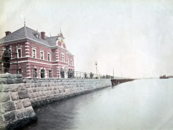 Framed Print : Dockside Yokohama japan circa 1880s. Date: circa 1880s Framed Print : Dockside Yokohama japan circa 1880s. Date: circa 1880s