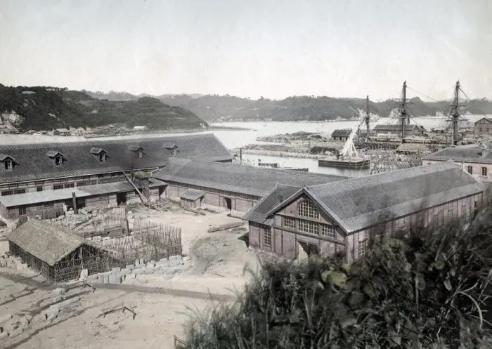 Framed Print : Dockyard, Nagasaki, Japan, c. 1880 s Framed Print : Dockyard, Nagasaki, Japan, c. 1880 s