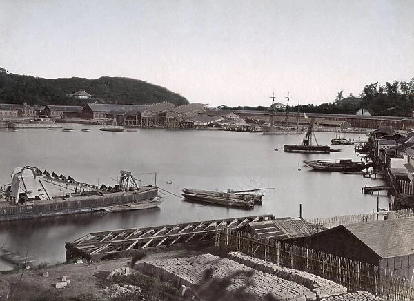 Dockyard and waterfront warehouses, Japan, c. 1880 s