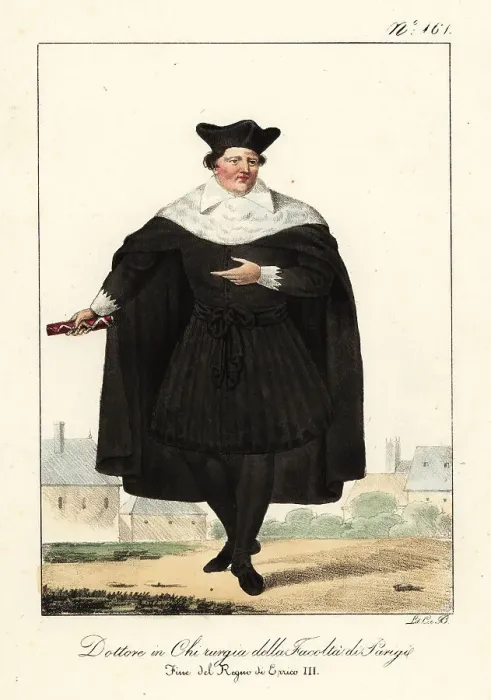 Framed Print : Doctor of Surgery at the Faculty of Medicine, Paris, 1580s Framed Print : Doctor of Surgery at the Faculty of Medicine, Paris, 1580s