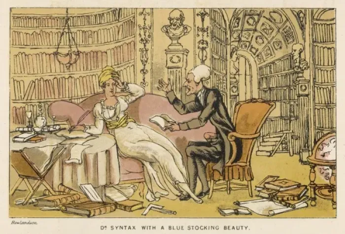 Framed Print : Doctor Syntax meets a blue stocking beauty Framed Print : Doctor Syntax meets a blue stocking beauty