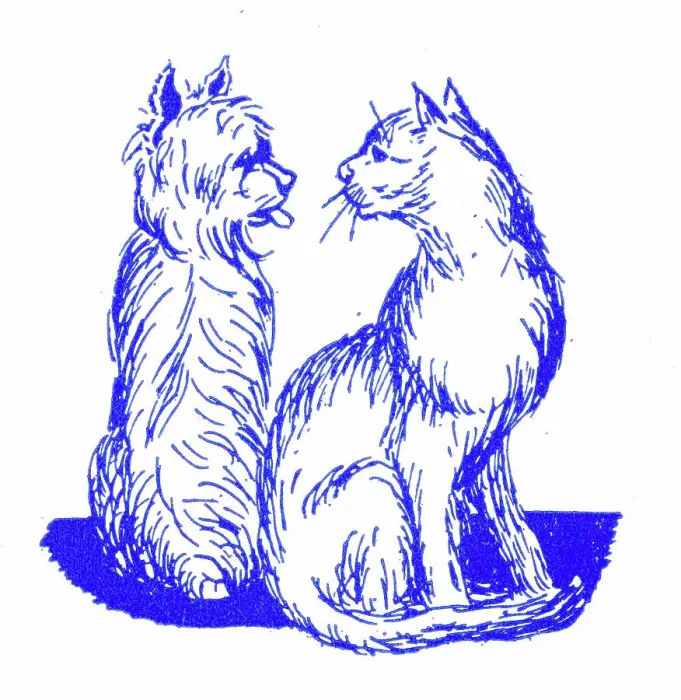 Framed Print : Dog and cat - 1950s printer's block Framed Print : Dog and cat - 1950s printer's block