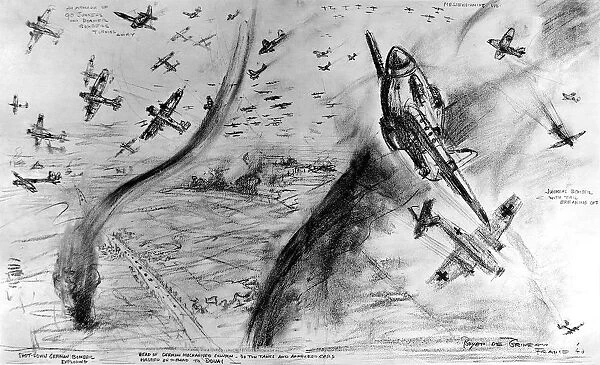 Dog-Fight between British Fighters and German Aircraft; Seco