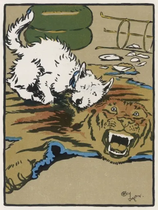 Framed Print : Dog Fights Tiger Rug Framed Print : Dog Fights Tiger Rug