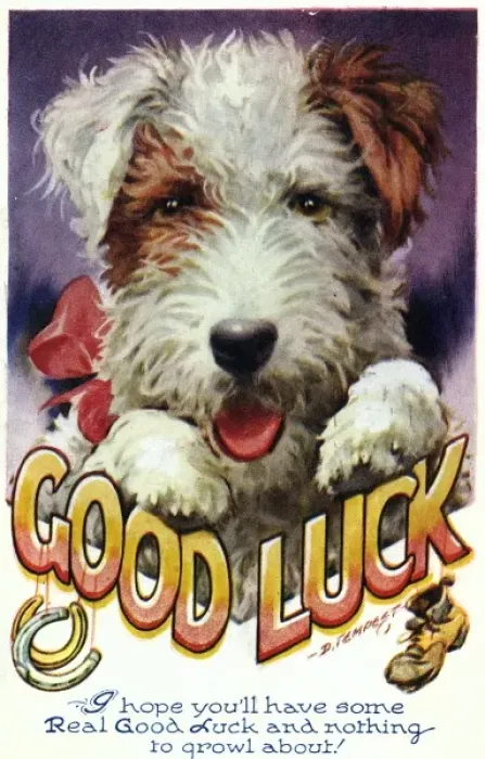Framed Print : Dog Good Luck Card Framed Print : Dog Good Luck Card