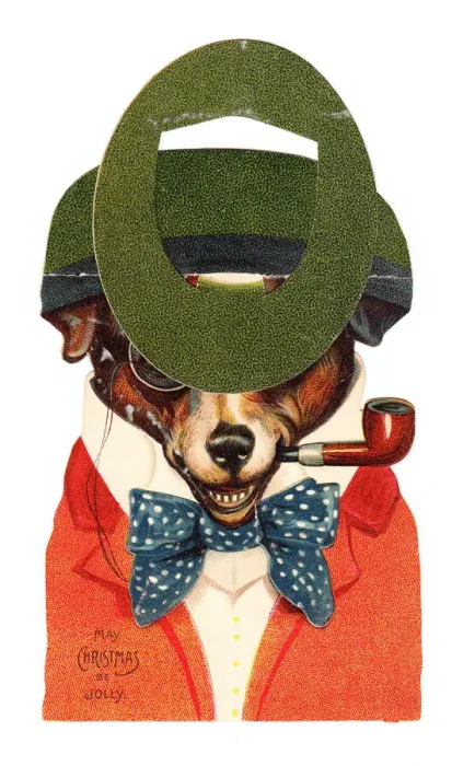 Framed Print : Dog with a pipe on a three-dimensional Christmas card Framed Print : Dog with a pipe on a three-dimensional Christmas card
