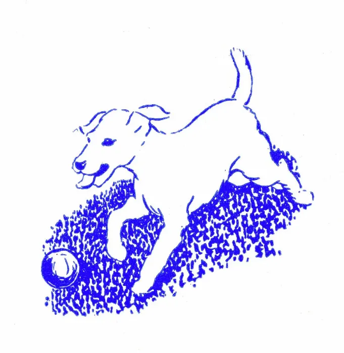 Framed Print : Dog playing with a ball - 1950s printer's block Framed Print : Dog playing with a ball - 1950s printer's block