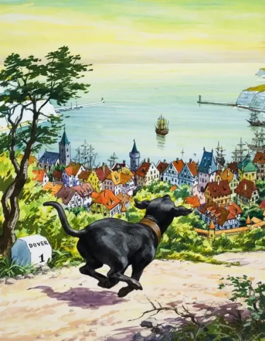 Framed Print : Dog running to find his master Framed Print : Dog running to find his master