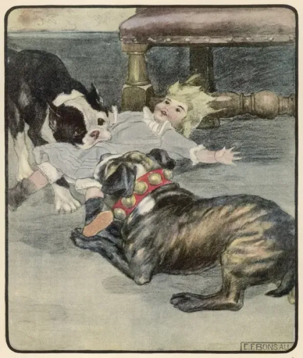 Framed Print : Two Dogs and a Doll Framed Print : Two Dogs and a Doll