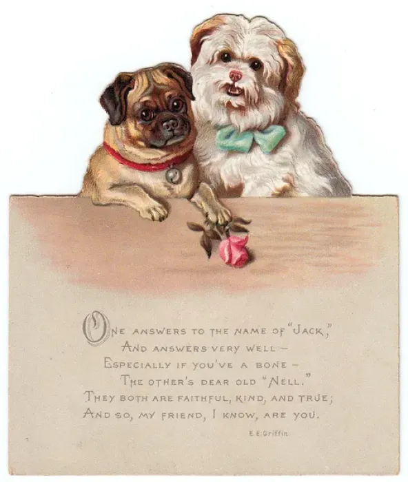 Framed Print : Two dogs, Jack and Nell, on a cutout Christmas card Framed Print : Two dogs, Jack and Nell, on a cutout Christmas card