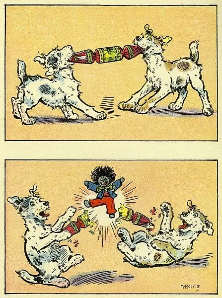 Dogs pulling Xmas crackers