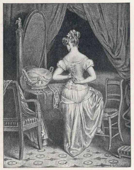 Framed Print : Doing up her own Corset Framed Print : Doing up her own Corset
