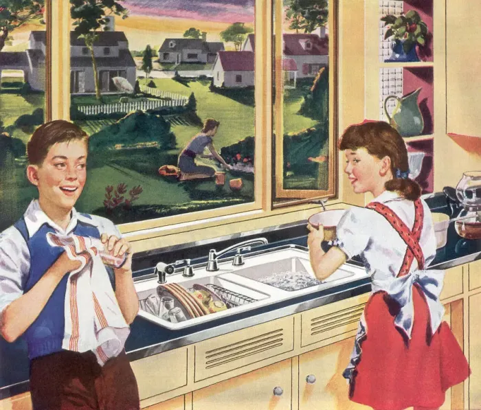 Framed Print : Doing the Dishes Date: 1947 Framed Print : Doing the Dishes Date: 1947