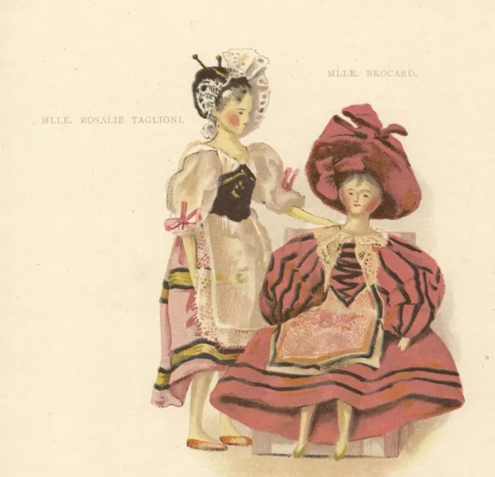 Framed Print : Dolls of ballet dancers Rosalie Taglioni and Caroline Framed Print : Dolls of ballet dancers Rosalie Taglioni and Caroline