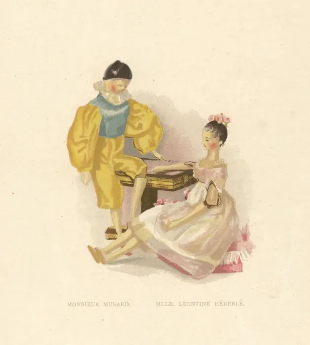 Framed Print : Dolls of clown Monsieur Musard and ballerina Leontine Framed Print : Dolls of clown Monsieur Musard and ballerina Leontine