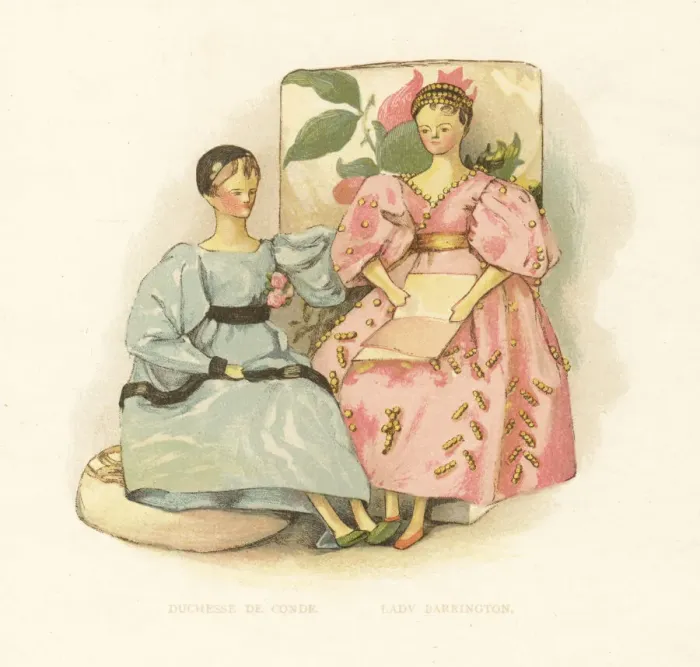 Framed Print : Dolls of courtiers Duchesse de Conde and Lady Barrington Framed Print : Dolls of courtiers Duchesse de Conde and Lady Barrington