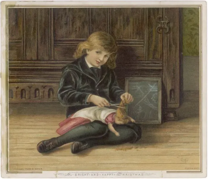 Framed Print : DOLLs HAIR CUT C1880 Framed Print : DOLLs HAIR CUT C1880