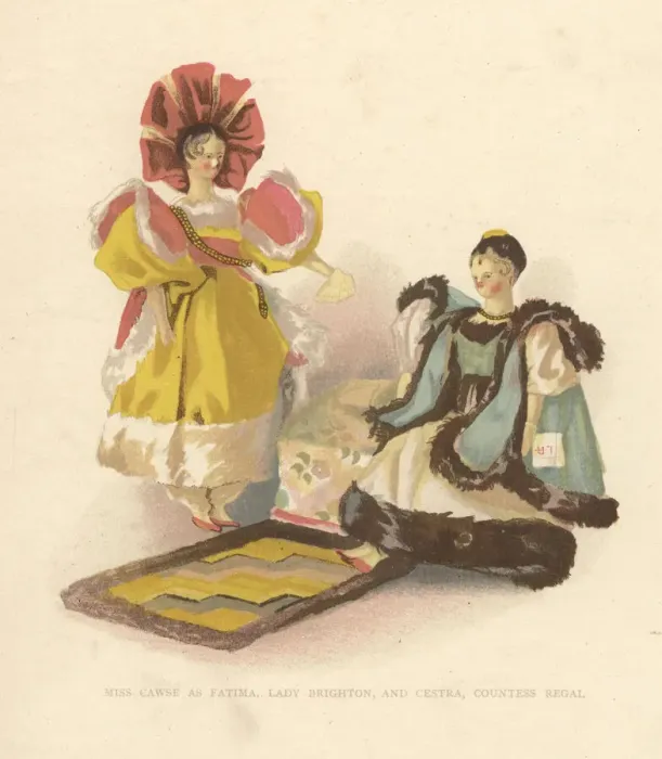 Framed Print : Dolls of Miss Cawse in the roles of Fatima and Cestra Framed Print : Dolls of Miss Cawse in the roles of Fatima and Cestra