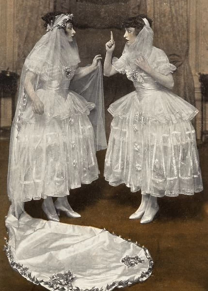 The Dolly Sisters in bridal wear