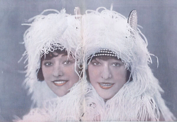 The Dolly Sisters in London, 1921. Wearing their finery for their Pony Trot number in Fun