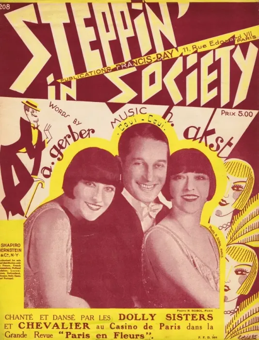Framed Print : The Dolly Sisters and Maurice Chevalier from Paris En Fleurs Framed Print : The Dolly Sisters and Maurice Chevalier from Paris En Fleurs