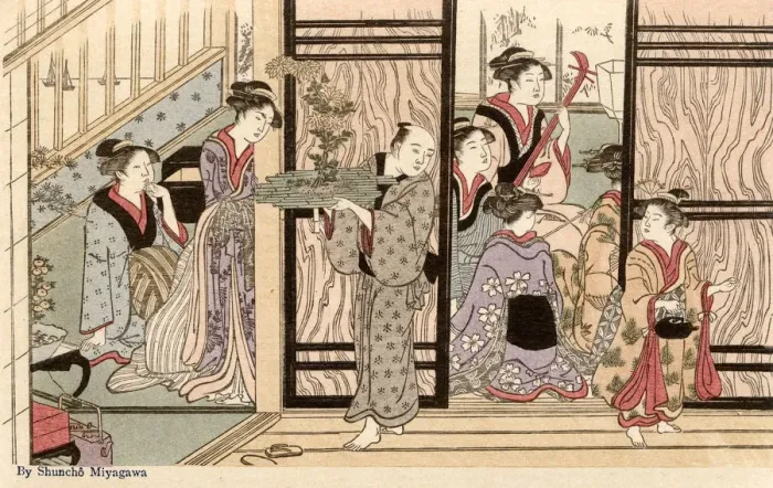 Framed Print : Domestic Scene by Katsukawa Shuncho Framed Print : Domestic Scene by Katsukawa Shuncho