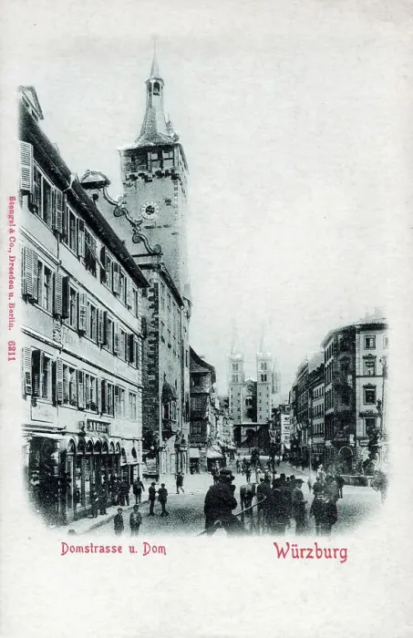 Framed Print : Domstrasse and the Dom, Wurzburg, Bavaria, German Framed Print : Domstrasse and the Dom, Wurzburg, Bavaria, German