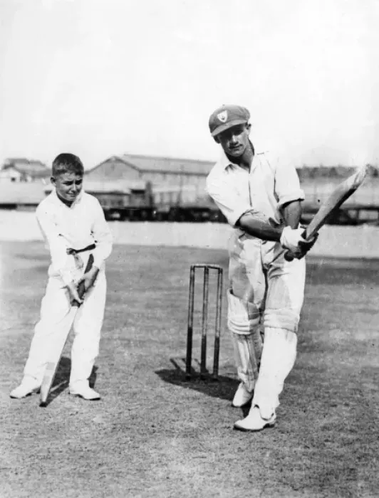 Framed Print : Don Bradman Gives Lesson Framed Print : Don Bradman Gives Lesson