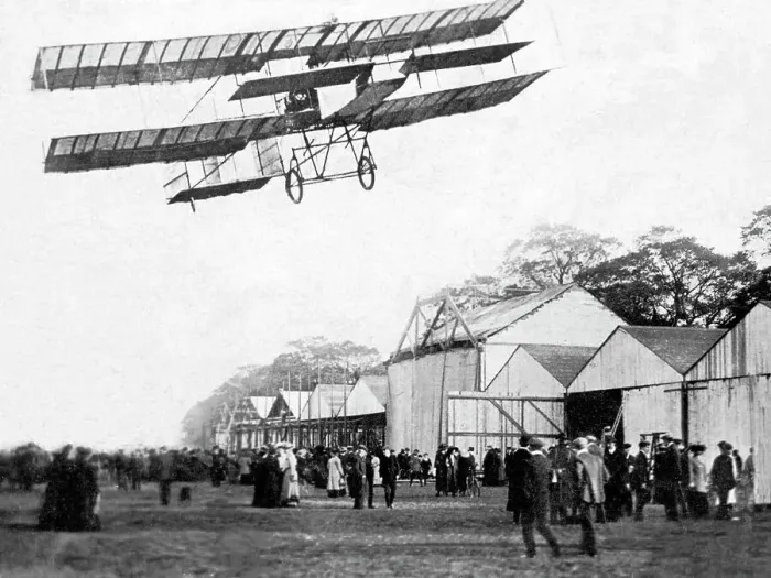 Framed Print : Doncaster Aerodrome Biplane early 1900s Framed Print : Doncaster Aerodrome Biplane early 1900s