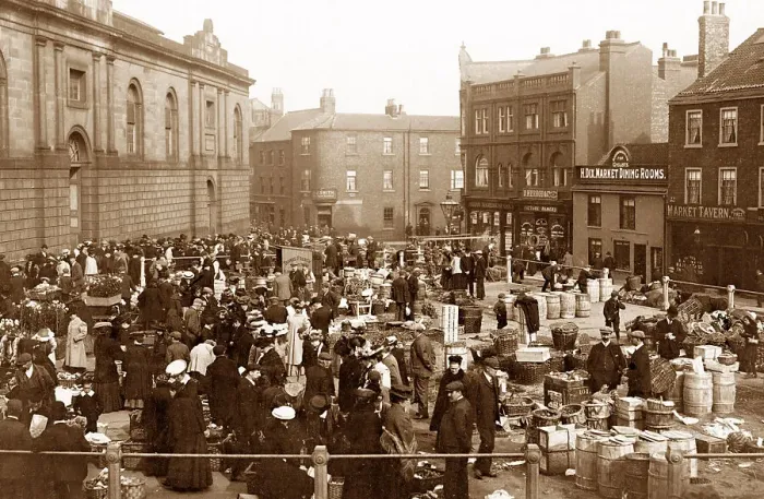 Framed Print : Doncaster Fruit and Vegetable Market early 1900s Framed Print : Doncaster Fruit and Vegetable Market early 1900s