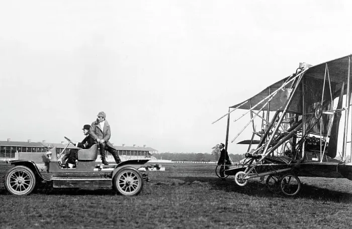 Framed Print : Doncaster Race Course - 1909 - Cody's damaged biplane Framed Print : Doncaster Race Course - 1909 - Cody's damaged biplane