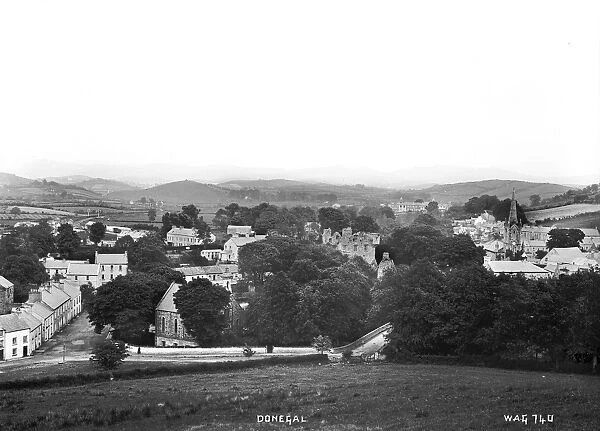 Donegal - a panoramic view of the town taken from a hill