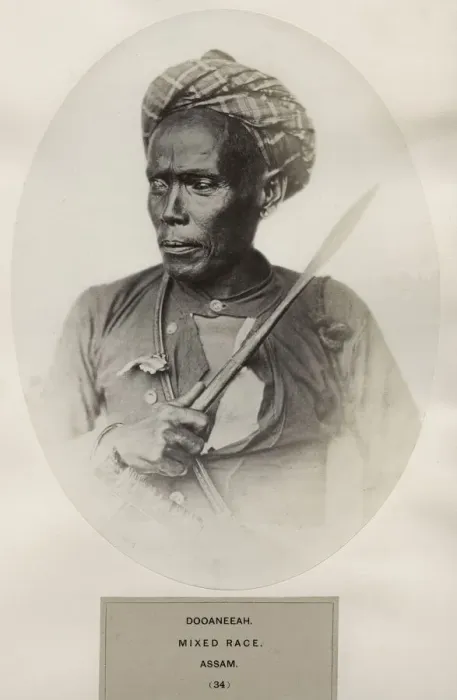 Framed Print : Doonaneeah, mixed race, Assam. Man with spear Framed Print : Doonaneeah, mixed race, Assam. Man with spear